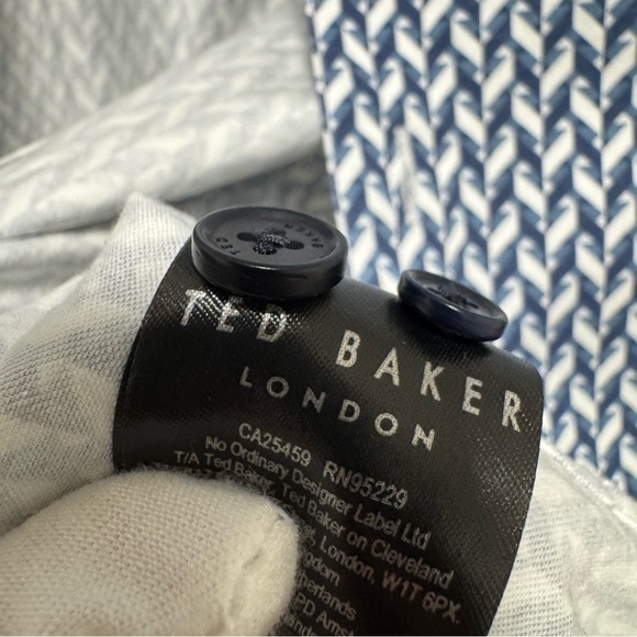 Ted Baker London Slim Fit Blue Geometric Print Shirt (Size 4 / L) - Picture 8 of 16